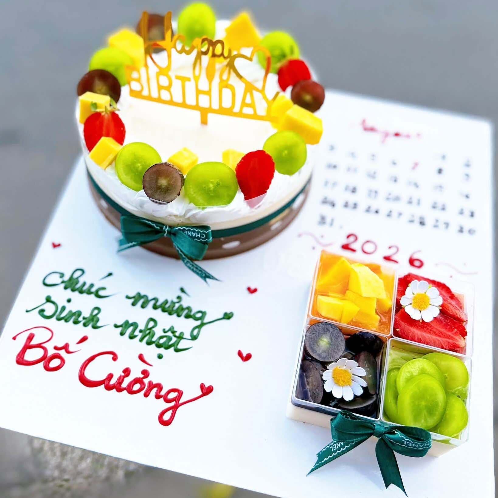 Bánh Sinh Nhật Rau Câu Flan size 18cm và 4 cúp Panna Cotta